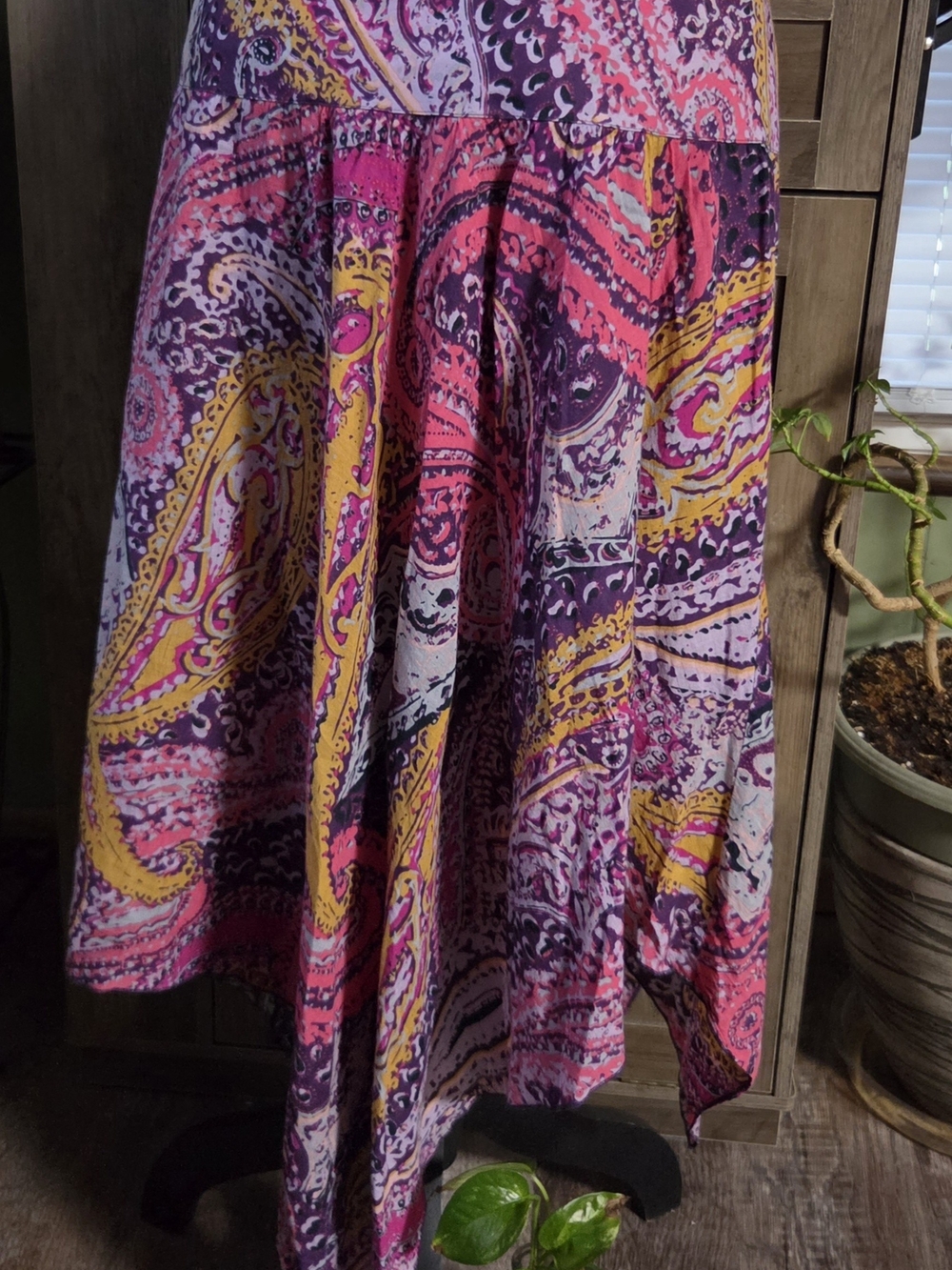 DKNY Paisley Tiered Midi Skirt in Pink, Purple & Yellow Size L - Picture 6 of 6